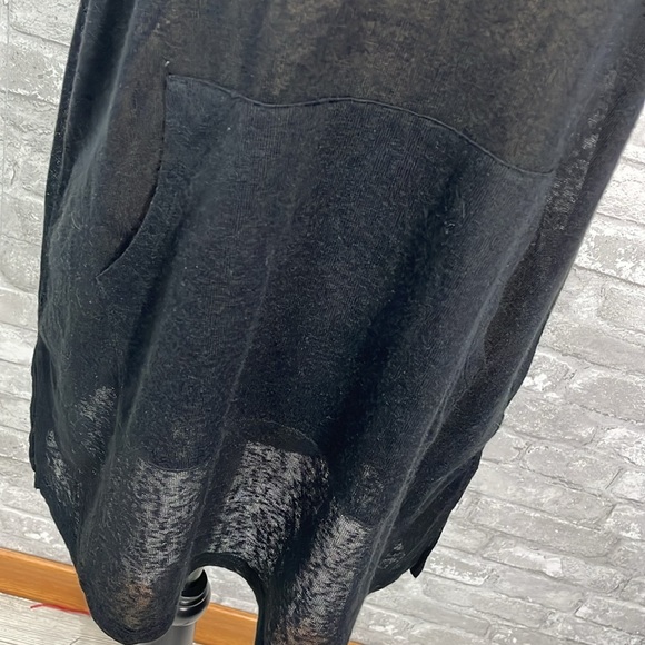 Kona Sol Black Swim Vneck Hooded Sheer Coverup - Picture 2 of 7